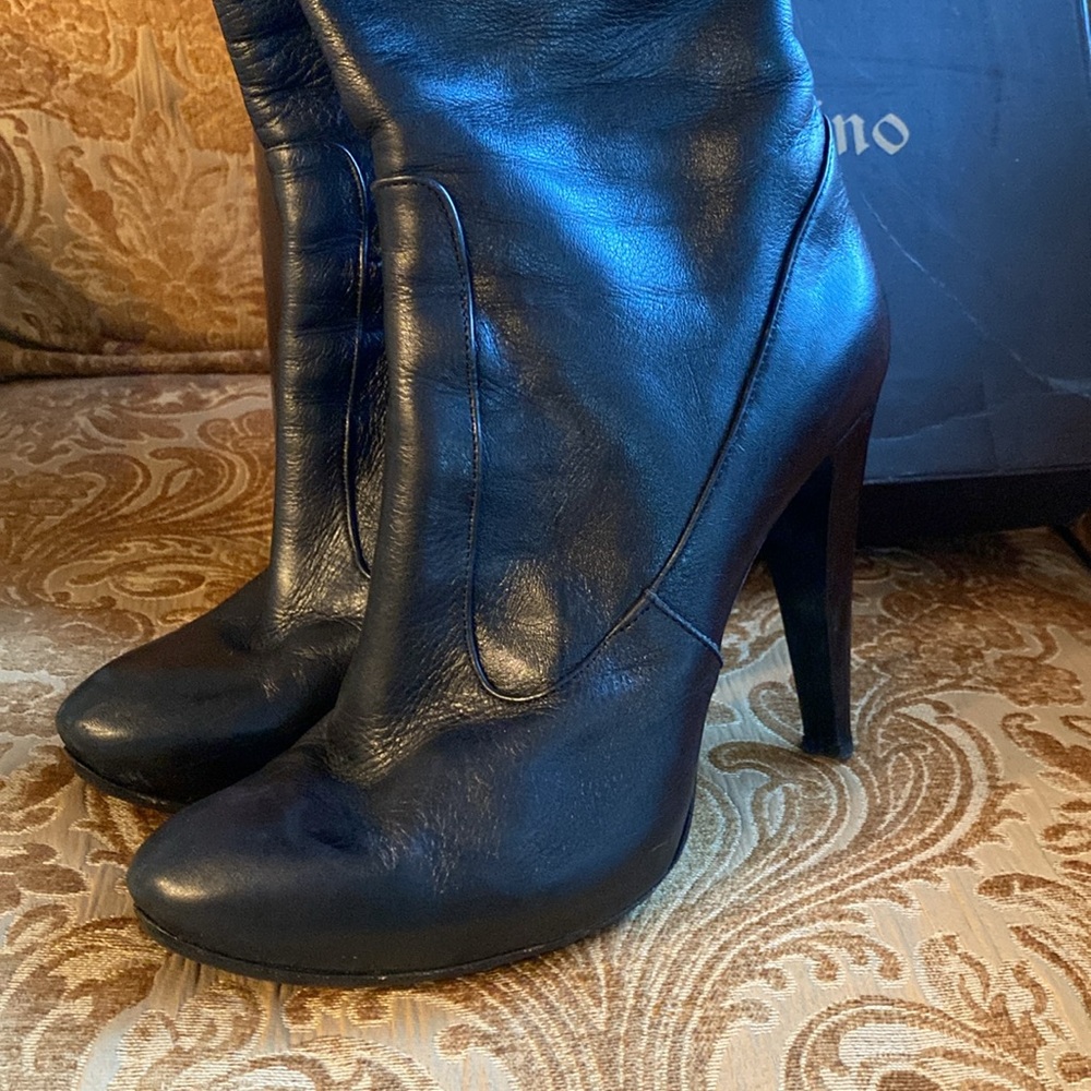 Over The Knee Leather Boots High Heels Giardino Principi Italian Size 8 - Picture 7 of 8